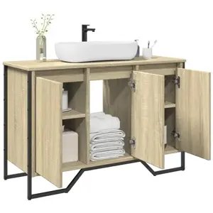 vidaXL Armoire lavabo de salle de bain chêne sonoma 91x35x60 cm pas cher