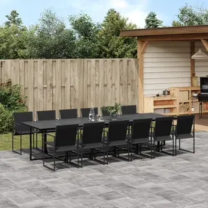 vidaXL Ensemble à manger de jardin 13 pcs noir textilène pas cher