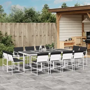 Comparateur de prix : vidaXL Ensemble à manger de jardin avec coussins 13pcs blanc textilène