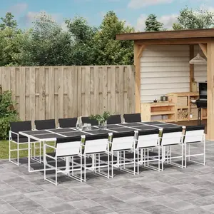 vidaXL Ensemble à manger de jardin avec coussins 13pcs blanc textilène pas cher