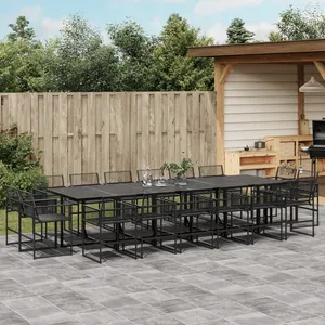 vidaXL Ensemble à manger de jardin 17 pcs noir résine tressée pas cher