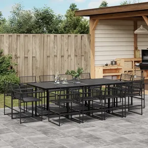 vidaXL Ensemble à manger de jardin 13 pcs noir résine tressée pas cher