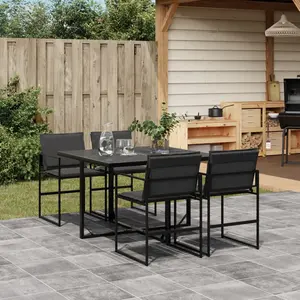 vidaXL Ensemble à manger de jardin avec coussins 5 pcs noir textilène pas cher