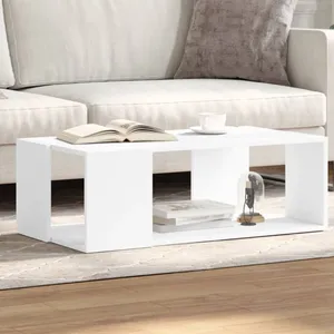 vidaXL Table basse blanc 89,5x48x30 cm bois d’ingénierie pas cher