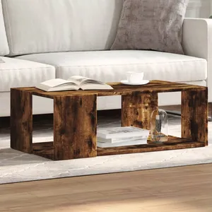 vidaXL Table basse chêne fumé 89,5x48x30 cm bois d'ingénierie pas cher