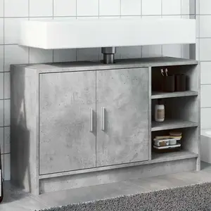 vidaXL Armoire d'évier gris béton 90x29x55 cm bois d'ingénierie pas cher