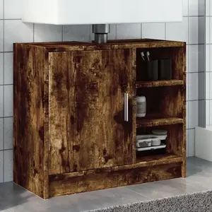 vidaXL Armoire de lavabo chêne fumé 63x29x55 cm bois d'ingénierie pas cher