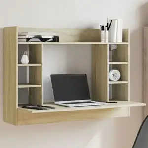 vidaXL Bureau mural chêne sonoma 105x48x75 cm bois d'ingénierie pas cher
