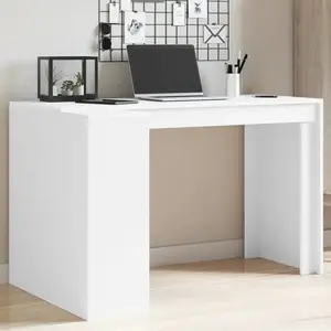 vidaXL Bureau blanc 123,5x73,5x75 cm bois d'ingénierie pas cher