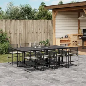vidaXL Ensemble à manger de jardin 9pcs coussins noir résine tressée pas cher