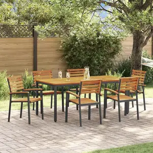 vidaXL Ensemble de jardin 7 pcs noir et brun 180 x 90 x 75 cm pas cher