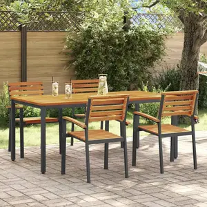 vidaXL Ensemble de salle à manger pour jardin 5 pcs Noir pas cher