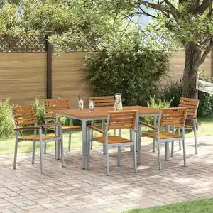 Vidaxl - Ensemble De Salle À Manger Pour Jardin 7 Pcs Gris Et Marron pas cher