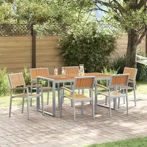 Vidaxl Ensemble De Salle À Manger Pour Jardin 7 Pcs Gris Et Marron pas cher