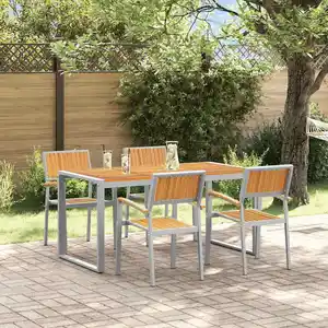 Vidaxl Ensemble De Salle À Manger Pour Jardin 5 Pcs Gris Et Marron pas cher