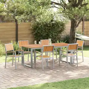 Comparateur de prix : Vidaxl Ensemble De Salle À Manger Pour Jardin 7 Pcs Gris Et Marron