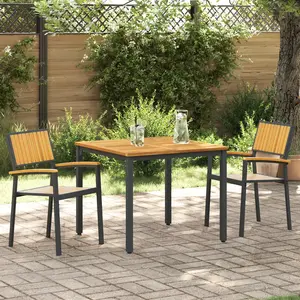 vidaXL Ensemble de jardin 3 pcs noir et marron 90 x 90 x 75 cm pas cher