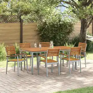 Vidaxl - Ensemble De Salle À Manger Pour Jardin 7 Pcs Gris Et Marron pas cher