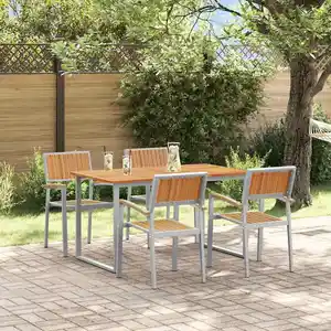 Comparateur de prix : Vidaxl - Ensemble De Salle À Manger Pour Jardin 5 Pcs Gris Et Marron