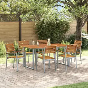 Comparateur de prix : Vidaxl Ensemble De Salle À Manger Pour Jardin 7 Pcs Gris Et Marron