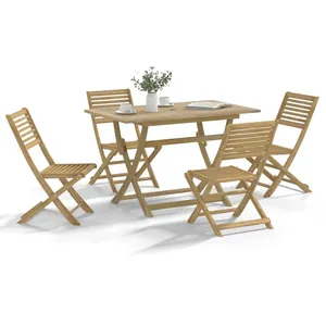 vidaXL Ensemble à manger de jardin 5 pcs Bois d'acacia solide pas cher