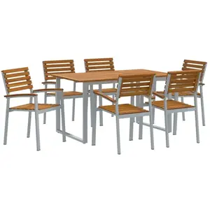Comparateur de prix : Vidaxl - Ensemble De Salle À Manger Pour Jardin 7 Pcs Gris Et Marron