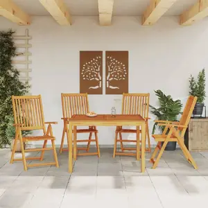 vidaXL Ensemble à manger de jardin 5 pcs Bois d'acacia solide pas cher