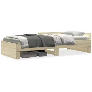 vidaXL Cadre de lit chêne sonoma 75x190 cm bois d'ingénierie pas cher