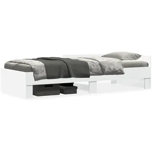 vidaXL Cadre de lit blanc 90x200 cm bois d'ingénierie pas cher