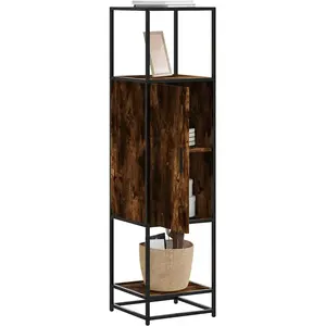 vidaXL Buffet haut chêne fumé 35,5x35x139 cm bois d'ingénierie métal