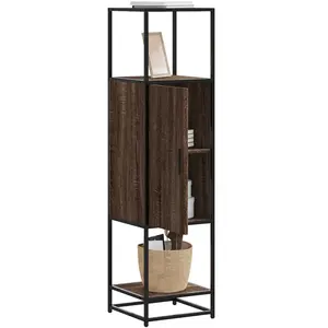 vidaXL Buffet haut chêne marron 35,5x35x139 cm bois d'ingénierie métal pas cher