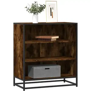 vidaXL vidaXL Buffet chêne fumé 68x35x76 cm bois d'ingénierie et métal pas cher