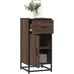 Buffet chêne marron 35,5x35x76 cm bois d'ingénierie et métal vidaXL pas cher