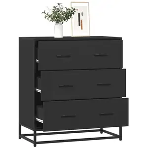 vidaXL Buffet noir 68x35x76 cm bois d'ingénierie et métal pas cher