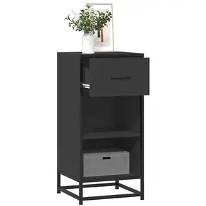 vidaXL Vidaxl Buffet Noir 35,5x35x76 Cm Bois D'ingénierie Et Métal pas cher