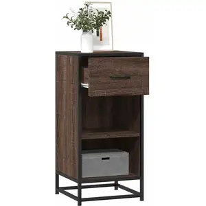 Buffet chêne marron 35,5x35x76 cm bois d'ingénierie et métal vidaXL pas cher