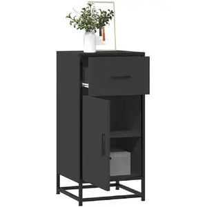 Vidaxl - Buffet noir 35,5x35x76 cm bois d'ingénierie et métal pas cher