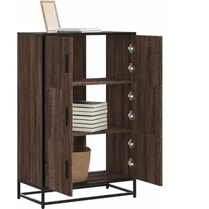 vidaXL Buffet haut chêne marron 68x35x106,5 cm bois ingénierie métal pas cher
