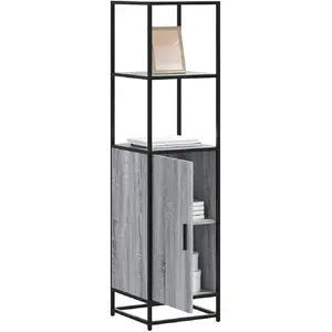 vidaXL Buffet haut sonoma gris 35,5x35x139 cm bois d'ingénierie métal pas cher