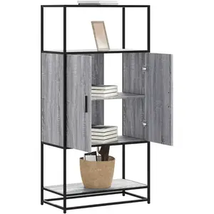 vidaXL Buffet haut sonoma gris 68x35x139 cm bois d'ingénierie et métal pas cher