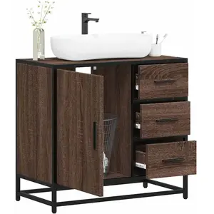 Vidaxl - Armoire de lavabo de salle de bain chêne marron 65x33x60 cm pas cher