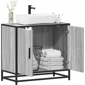 Vidaxl - Armoire De Lavabo De Salle De Bain Sonoma Gris 65x33x60 Cm pas cher
