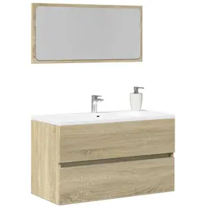 vidaXL Armoire de salle de bain avec miroir Chêne Sonoma 80x38,5x45 cm pas cher