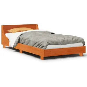 vidaXL Cadre de lit avec tête de lit cire marron 90x200 cm bois de pin pas cher