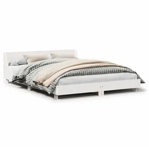 Comparateur de prix : vidaXL Cadre de lit et tête de lit blanc 140x190 cm bois de pin massif