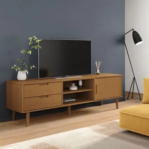 Comparateur de prix : vidaXL Meuble TV MOLDE Marron 158x40x49 cm Bois de pin massif