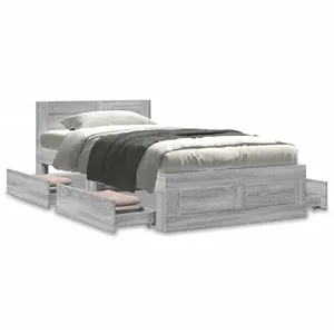 vidaXL Cadre de lit avec tête de lit gris béton 90x200 cm pas cher