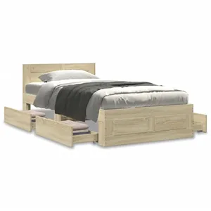 vidaXL Cadre de lit avec tête de lit chêne sonoma 100x200 cm pas cher
