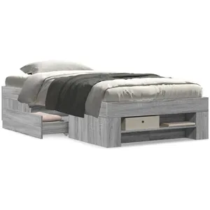 vidaXL Cadre de lit sonoma gris 75x190 cm bois d'ingénierie pas cher