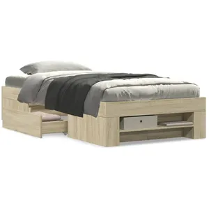 vidaXL Cadre de lit chêne sonoma 90x190 cm bois d'ingénierie pas cher
